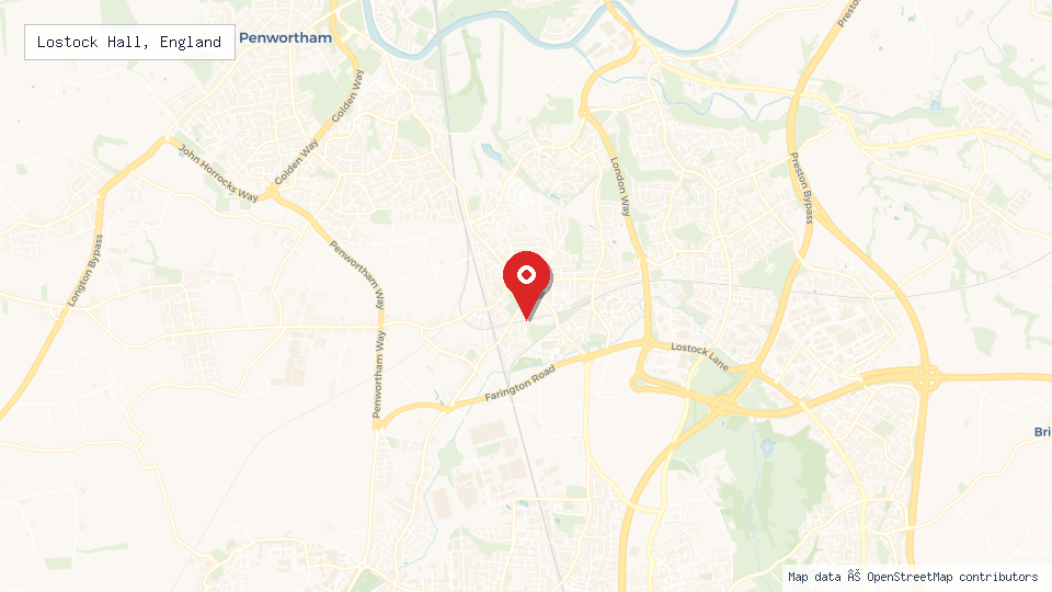 Street map of Lostock Hall, England with location pin
