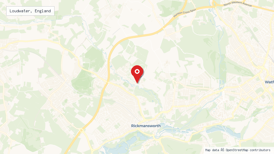 Street map of Loudwater, England with location pin