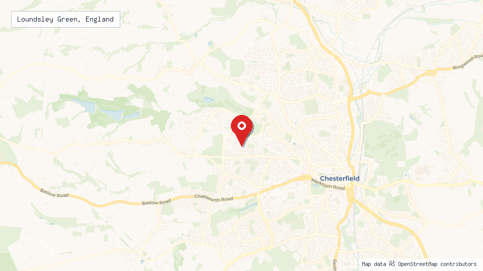 Street map of Loundsley Green, England with location pin
