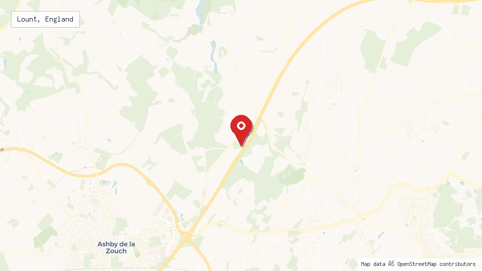 Street map of Lount, England with location pin