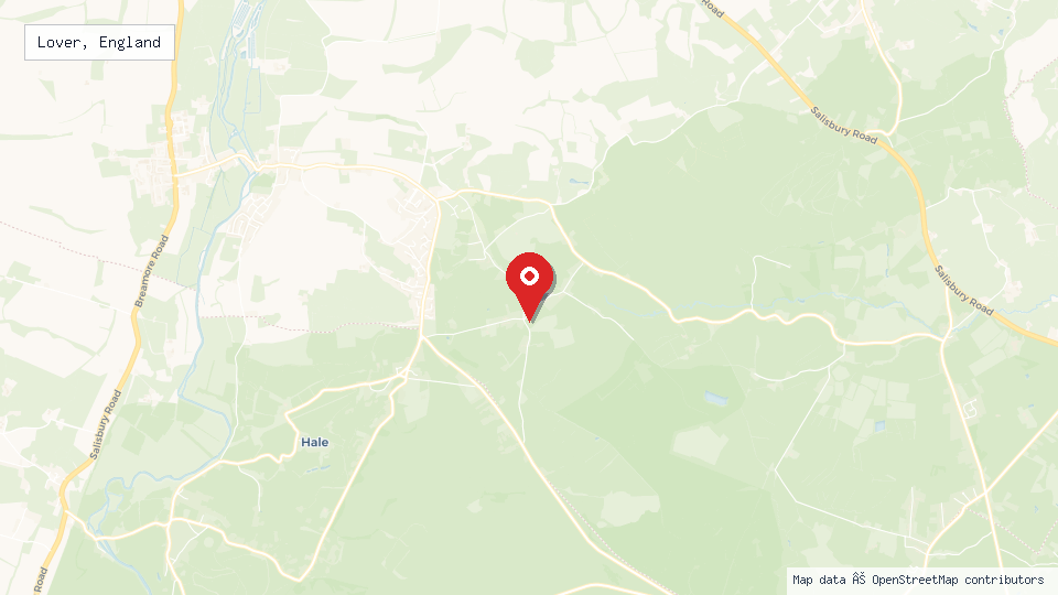Street map of Lover, England with location pin