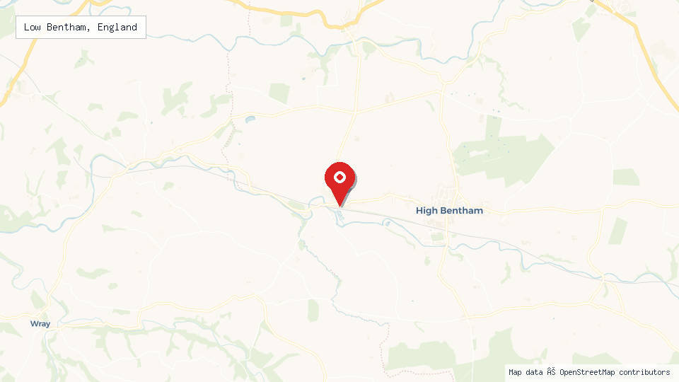 Street map of Low Bentham, England with location pin