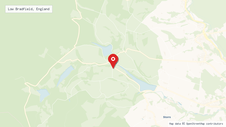 Street map of Low Bradfield, England with location pin