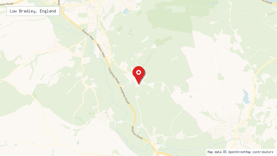 Street map of Low Bradley, England with location pin