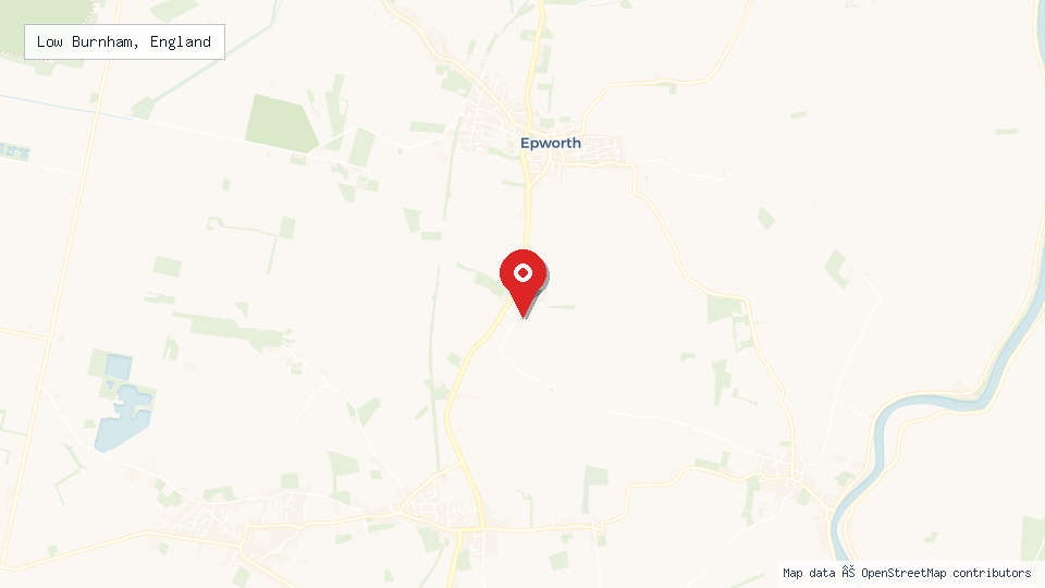 Street map of Low Burnham, England with location pin