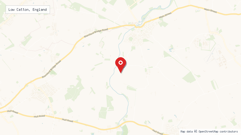 Street map of Low Catton, England with location pin