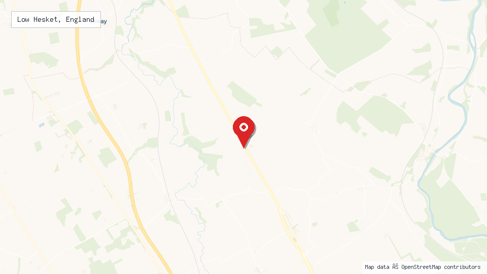 Street map of Low Hesket, England with location pin