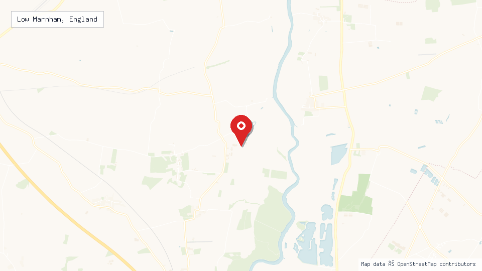 Street map of Low Marnham, England with location pin
