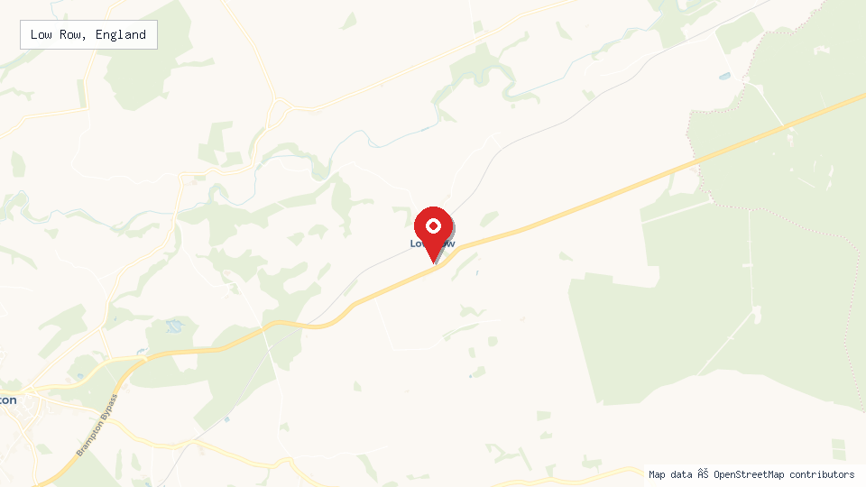 Street map of Low Row, England with location pin