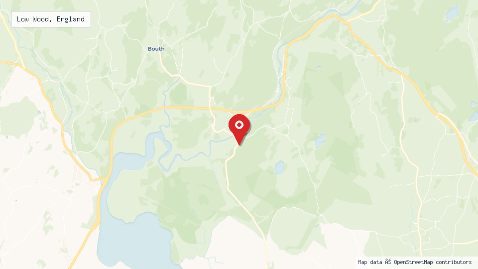Street map of Low Wood, England with location pin