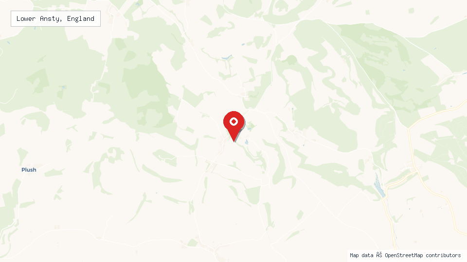 Street map of Lower Ansty, England with location pin