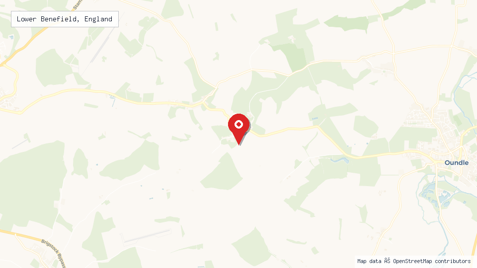 Street map of Lower Benefield, England with location pin