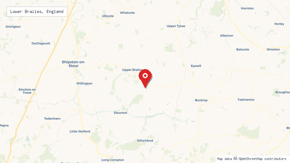Street map of Lower Brailes, England with location pin