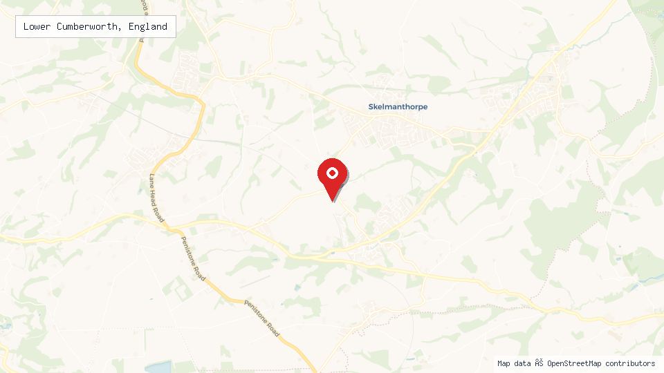 Street map of Lower Cumberworth, England with location pin