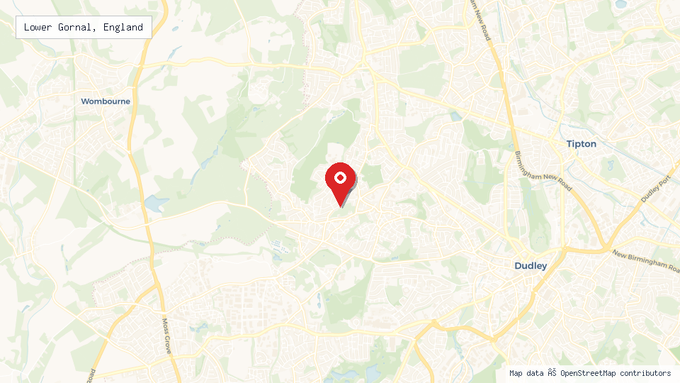 Street map of Lower Gornal, England with location pin