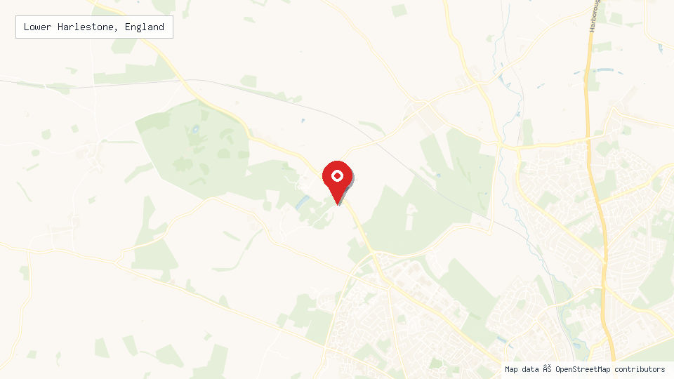 Street map of Lower Harlestone, England with location pin