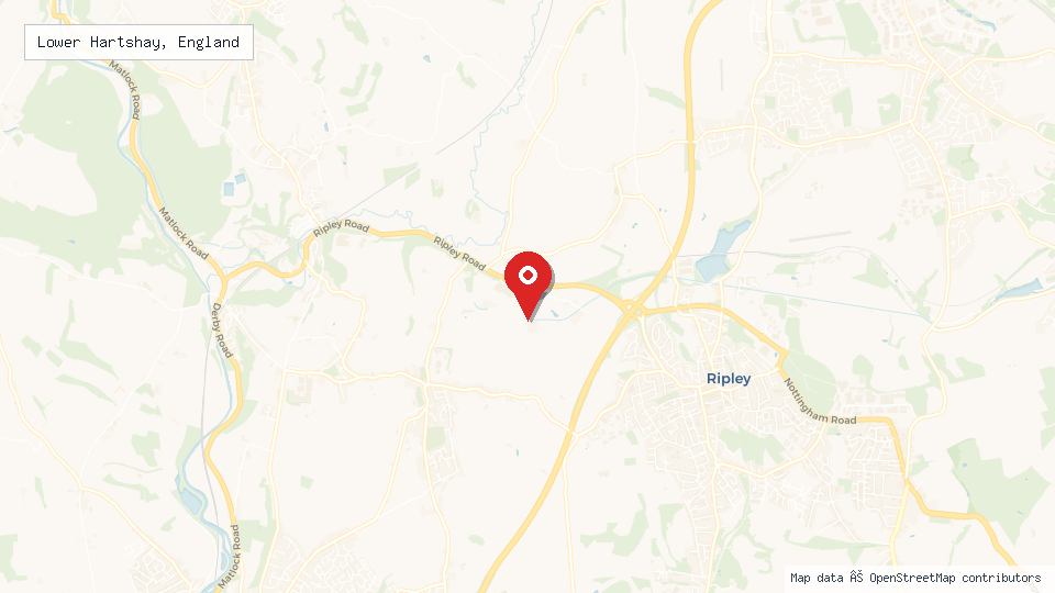 Street map of Lower Hartshay, England with location pin