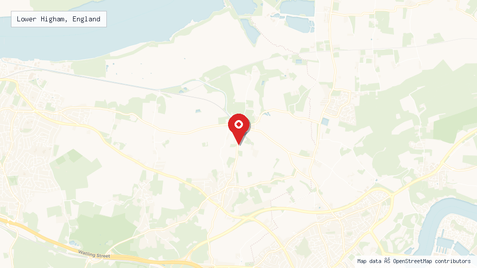 Street map of Lower Higham, England with location pin