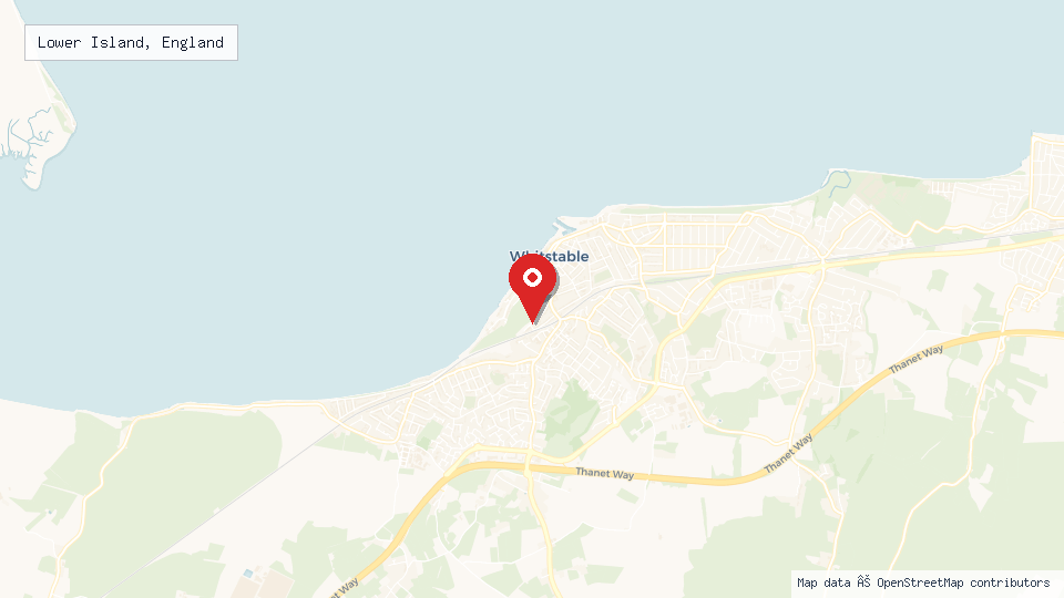 Street map of Lower Island, England with location pin