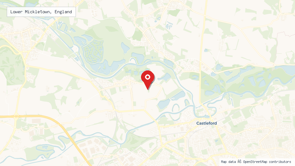 Street map of Lower Mickletown, England with location pin