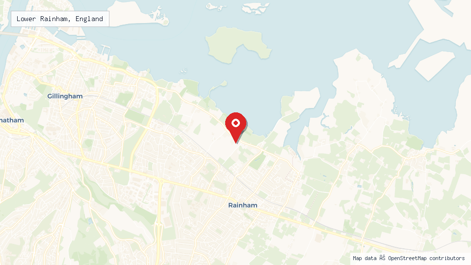Street map of Lower Rainham, England with location pin