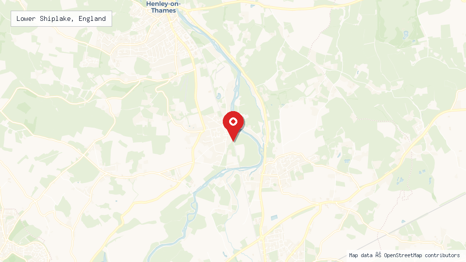 Street map of Lower Shiplake, England with location pin