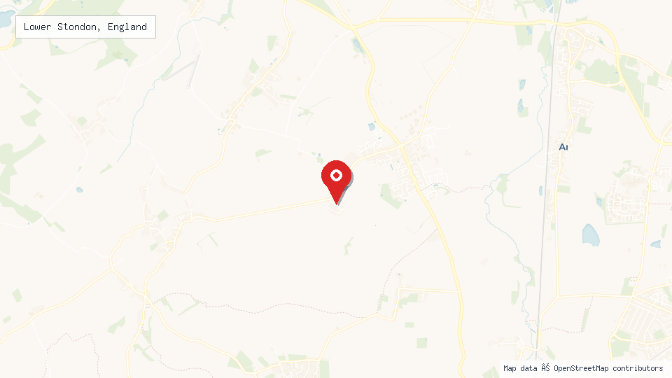 Street map of Lower Stondon, England with location pin