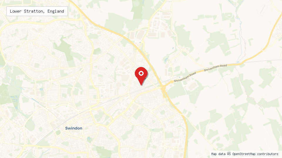 Street map of Lower Stratton, England with location pin
