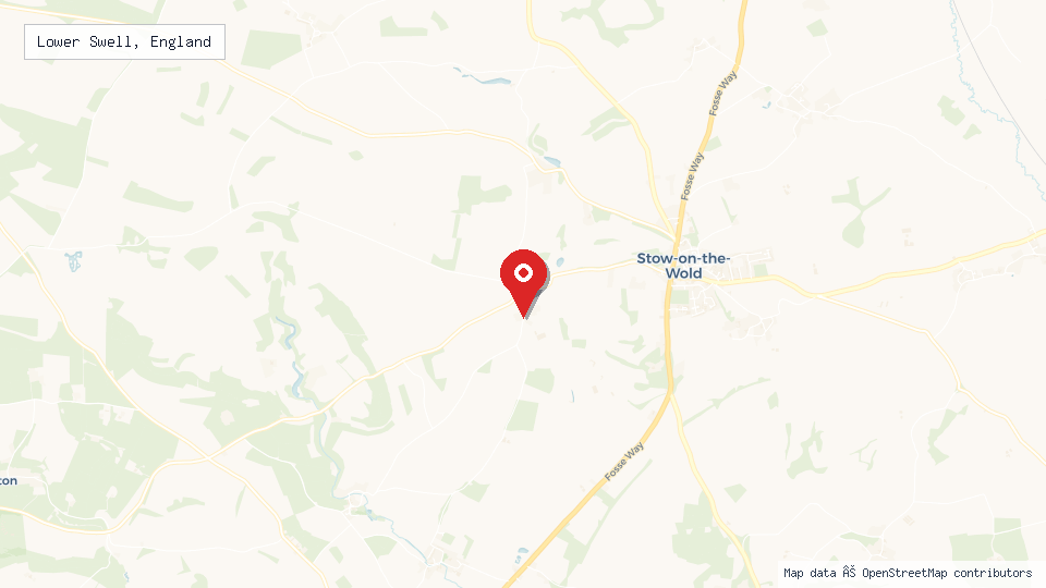 Street map of Lower Swell, England with location pin