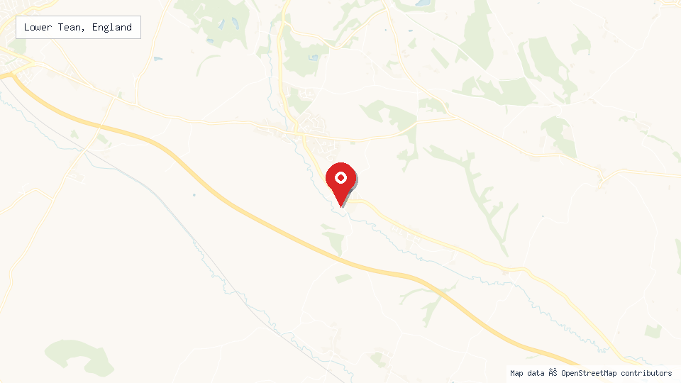 Street map of Lower Tean, England with location pin