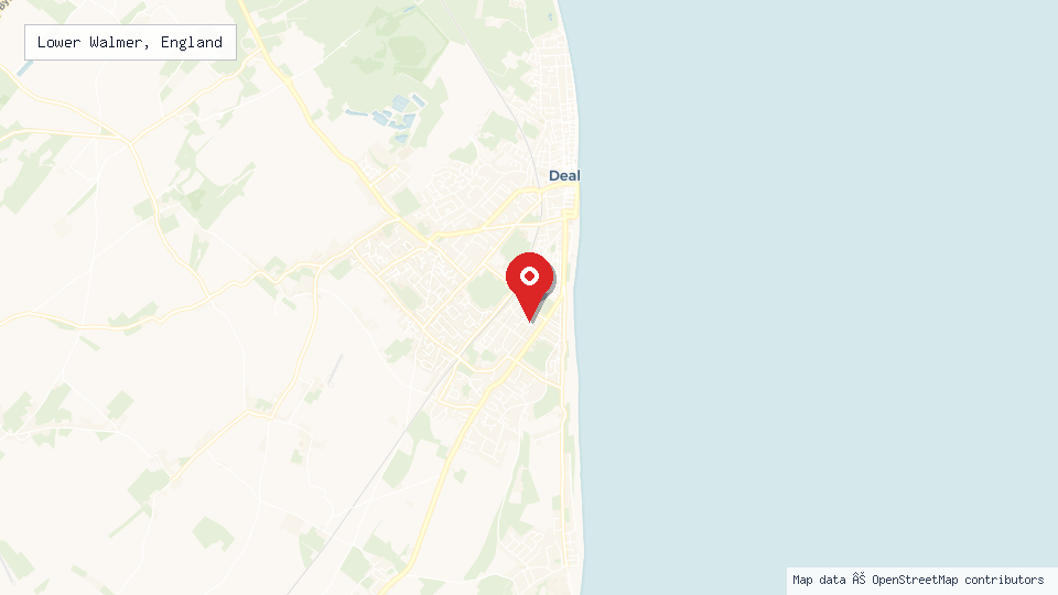 Street map of Lower Walmer, England with location pin