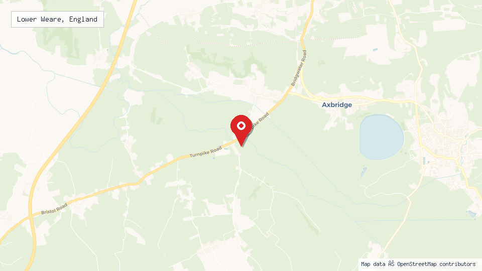 Street map of Lower Weare, England with location pin