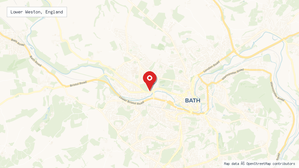 Street map of Lower Weston, England with location pin