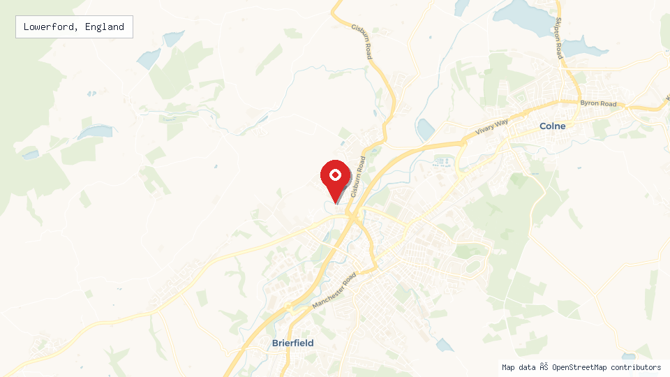 Street map of Lowerford, England with location pin