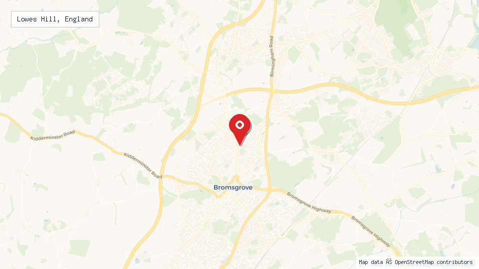 Street map of Lowes Hill, England with location pin