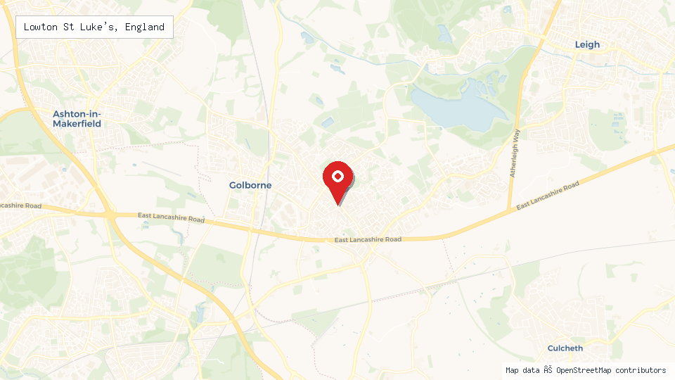 Street map of Lowton St Luke's, England with location pin