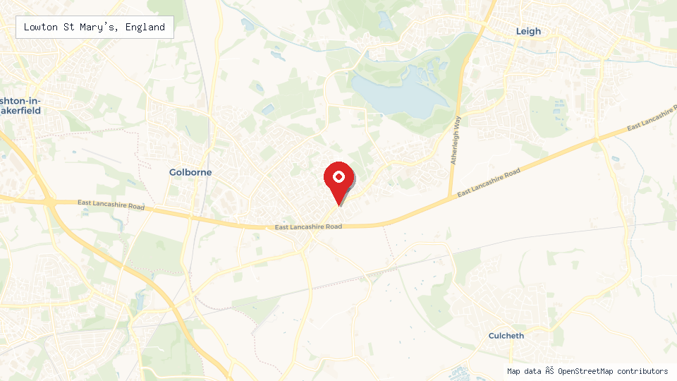 Street map of Lowton St Mary's, England with location pin