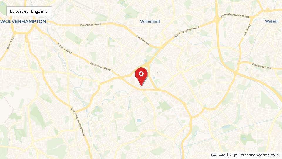 Street map of Loxdale, England with location pin