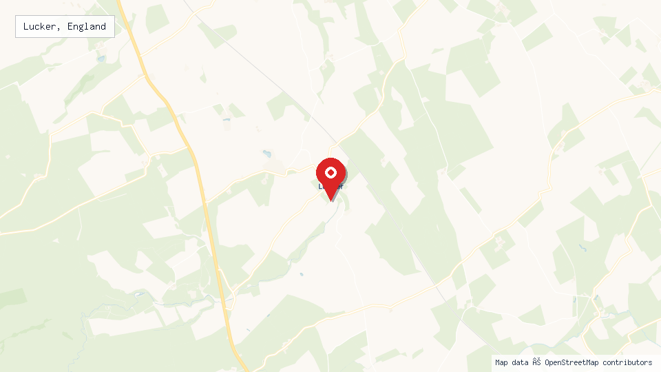 Street map of Lucker, England with location pin