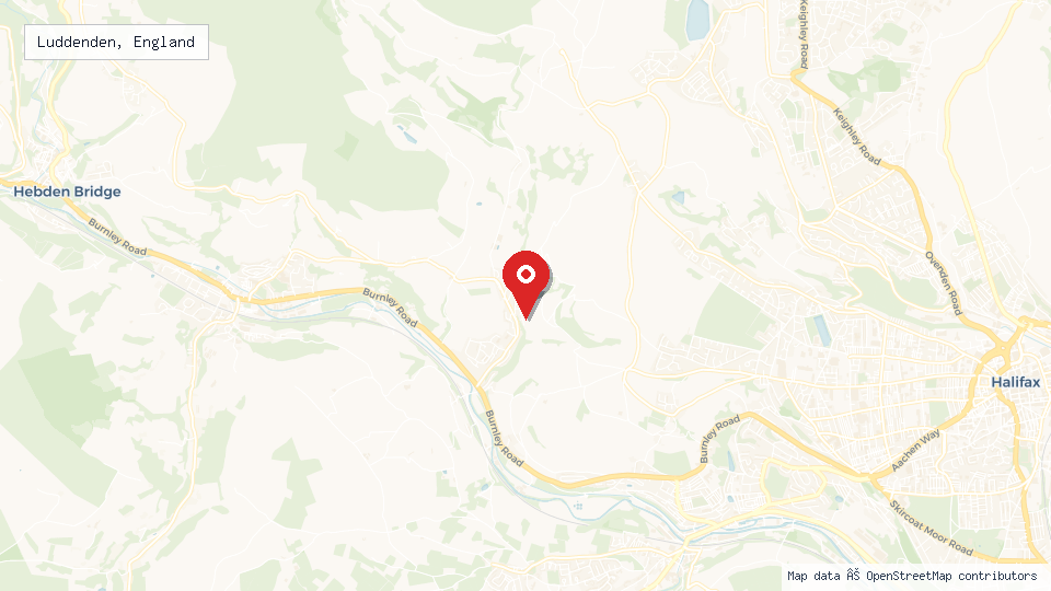 Street map of Luddenden, England with location pin