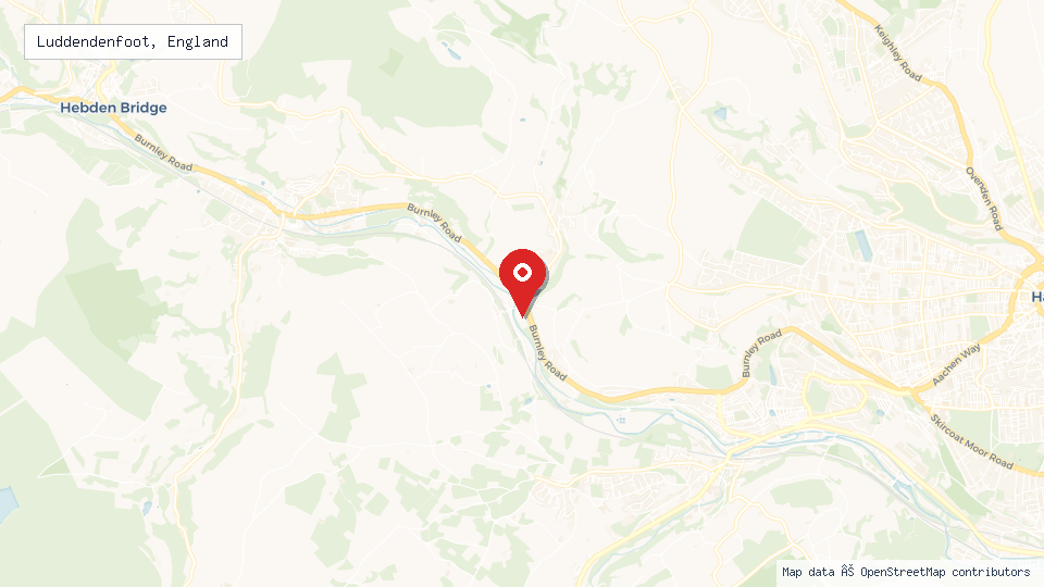 Street map of Luddendenfoot, England with location pin