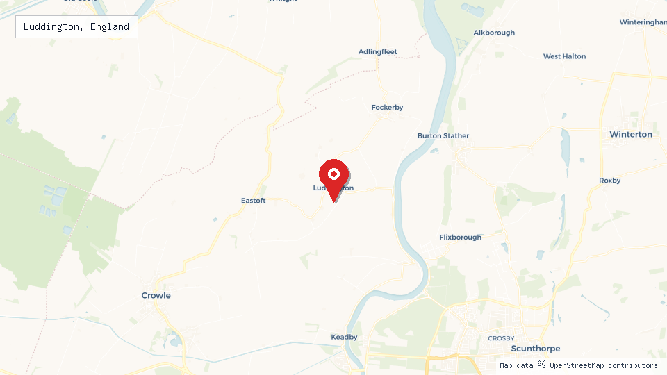 Street map of Luddington, England with location pin