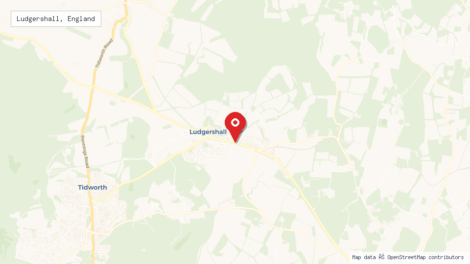 Street map of Ludgershall, England with location pin