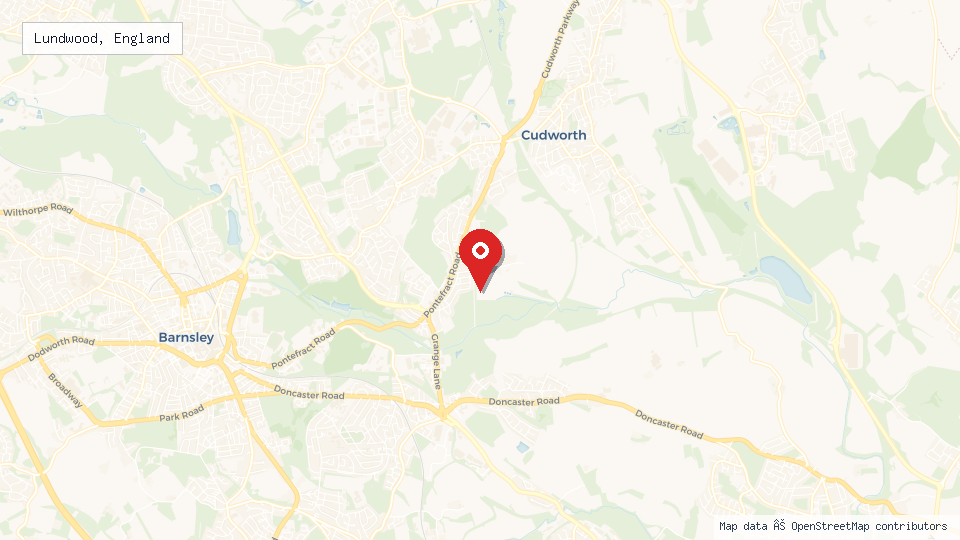 Street map of Lundwood, England with location pin