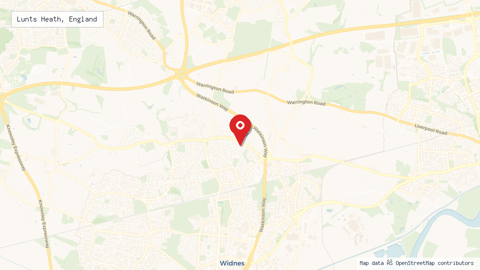 Street map of Lunts Heath, England with location pin