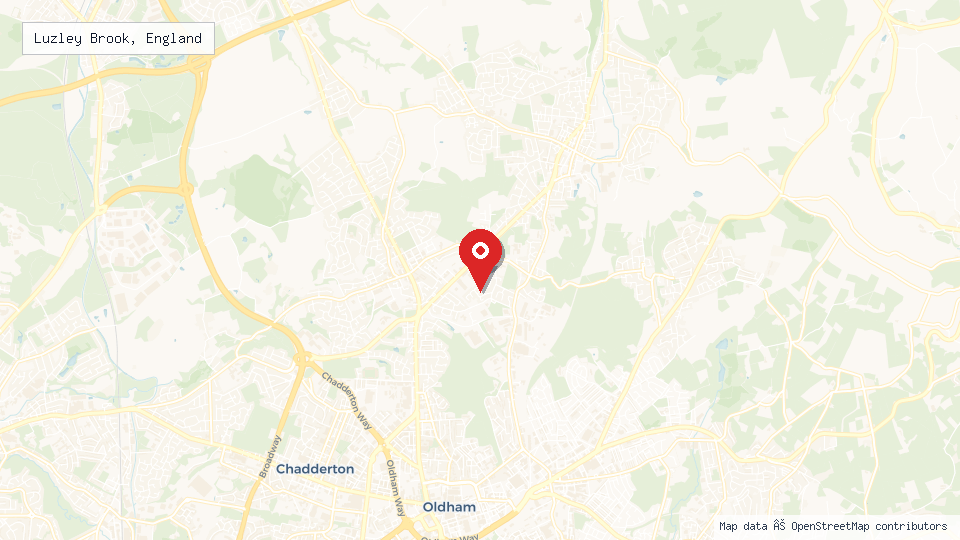 Street map of Luzley Brook, England with location pin