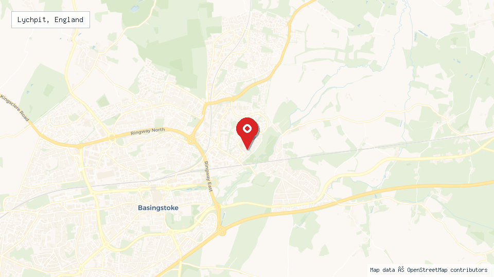 Street map of Lychpit, England with location pin