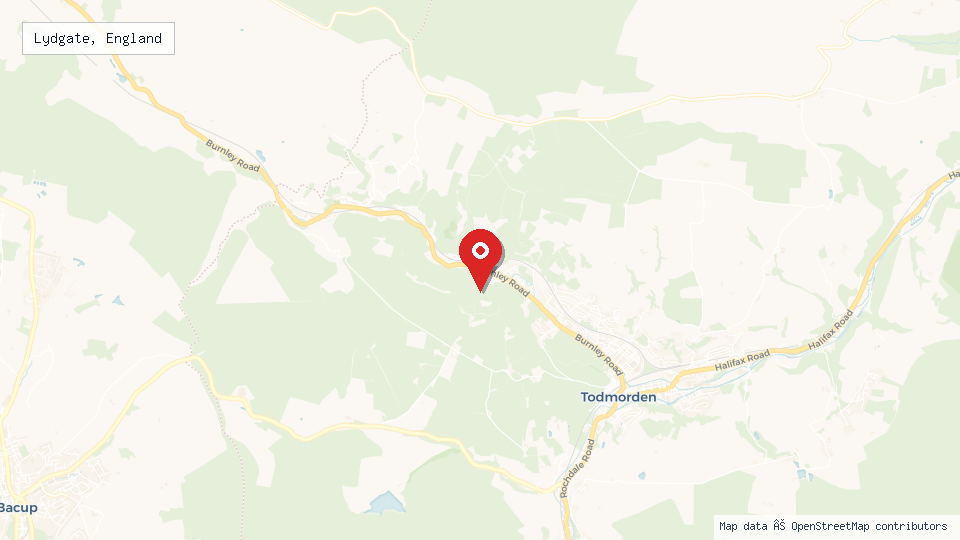 Street map of Lydgate, England with location pin