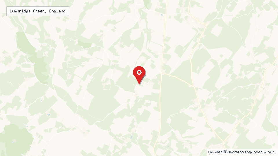 Street map of Lymbridge Green, England with location pin