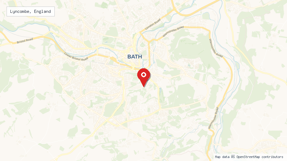 Street map of Lyncombe, England with location pin
